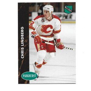 1992 French Parkhurst Chris Lindberg Calgary Flames Rookie Hockey Card [h54]